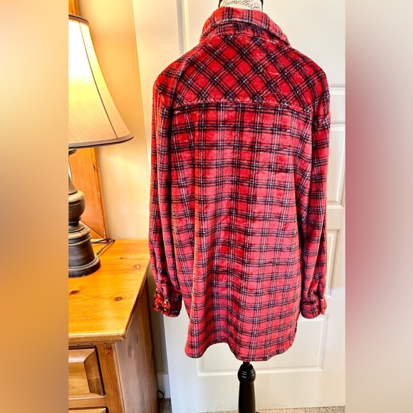 LUUKSE Buffalo Check Plaid V-Neck Fluffy Soft (PJ) Flannel Shirt Sz XL - Picture 10 of 12